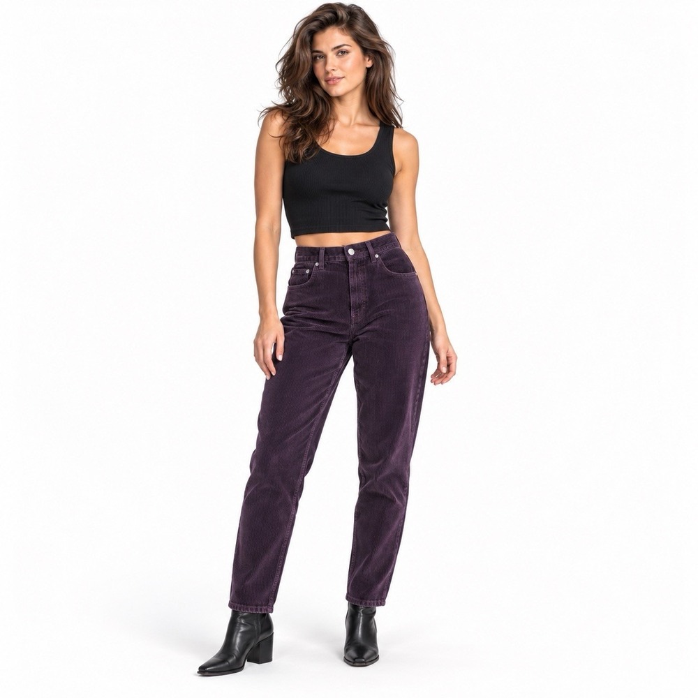 Vintage 90s Lauren Ralph Corduroy Pants Womens 2P Burgundy Wine 24x28 Autumn